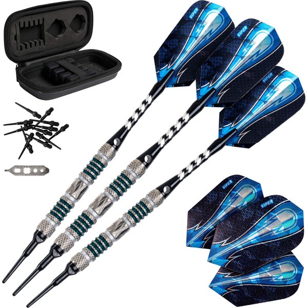 Viper by GLD Products Astro 80% Tungsten Soft Tip Dart Set with Case, Green Rings, 18 Grams (21-3277-18)