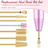 7 Pieces Nail Drill Bit Set, Tungsten Carbide Drill Bit Set, Cuticle Drill Bits Nail Bits for Nail Drill 3/32 Inch for Nail Bit Manicure Pedicure (Gold)