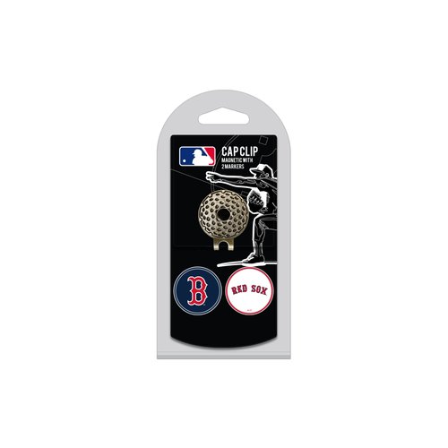 Team Golf MLB Boston Red Sox Cap Clip With 2 Golf Ball Markers Golf Cap Clip with 2 Removable Double-Sided Enamel Magnetic Ball Markers, Attaches Easily to Hats