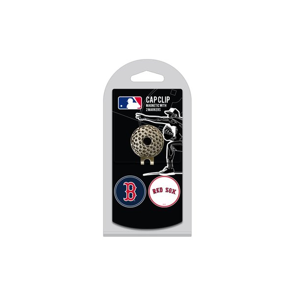 Team Golf MLB Boston Red Sox Cap Clip With 2 Golf Ball Markers Golf Cap Clip with 2 Removable Double-Sided Enamel Magnetic Ball Markers, Attaches Easily to Hats