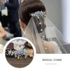 Micro Traders Wedding Bridal Hair Comb Flower Side Hair Clips Rhinestone Pearl Floral Headpiece Hair Tools Hair Accessories for Wedding Bridal Bridesmaid Blue