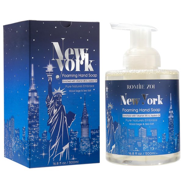 ROMIIE ZOI Foaming Hand Soap with Gift Box- New York City - Biodegradable Formula Moisture & Revitalize - 500ml/ 16.8oz
