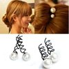 4 Pcs Pearl Spiral Hair Pin, Lovely Spiral Spin Screw Hair Pins,Artificial Pearl Spiral Spin Screw Hair Pins Spiral Spin Hair Clip Bun Stick for Women Style DIY Bobby Pins Twist Insert Hairpins