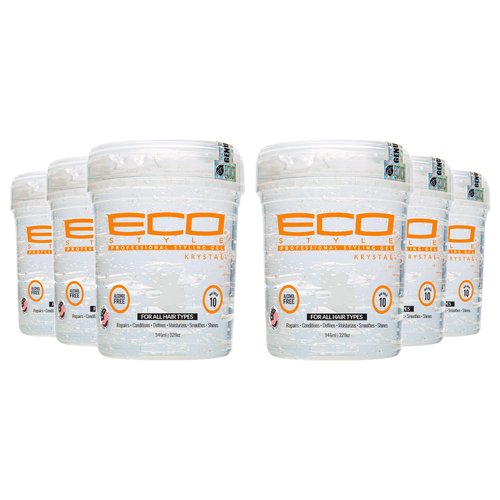 Eco Style Professional Styling Krystal Hair Gel, 32 oz (Pack of 6)