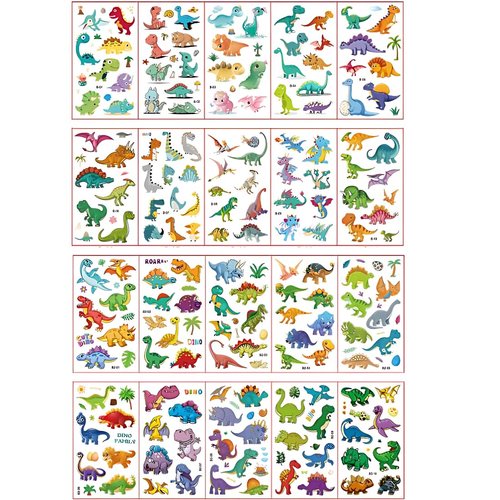 Temporary tattoos for kids, cute dinosaur tattoo stickers, dinosaur party favors, animal tattoos, suitable for party supplies and decorations, 180+PCS, 20 sheets