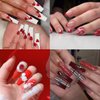 Nail Art Glitter Sequins 6 Boxes Red Crystal Diamond Nail Powder 3D Holographic Nail Art Powder Shiny Flakes Acrylic Nail Glitters Set for Valentine's Day Nail Decoration Manicure Tips Charms