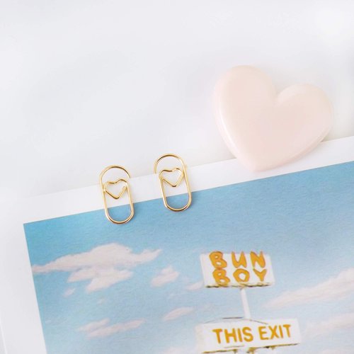 200 Pcs Small Gold Paper Clips Love Heart Shaped Paperclips Stainless Steel in Tinplate Paper Clips Holder for Office School Home Desk Organizers