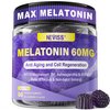 Antioxidant & Brain Support Melatonin 60mg 30mg for 50+ Adults | High Dose Melatonin for Anti-Aging & Immune | Extra Strength Melatonin Gummies with B6, Ashwagandha, Magnesium, MSM - 60 Gummies