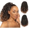AISI BEAUTY Curly Ponytail Extension for Black Women Drawstring Ponytail Hair Extensions 14 Inch Synthetic Pony Tail Mix Brown Fake Ponytail with 2 Clips in(Mix Brown to Brown)