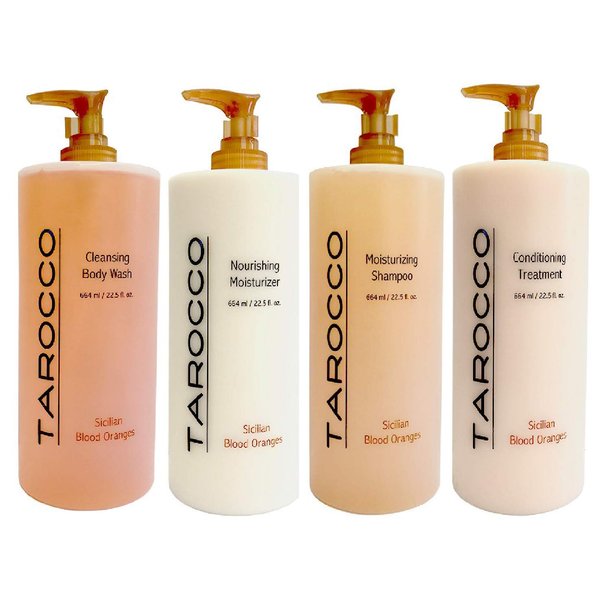 Bath Set - 22.5 oz Tarocco Moisturizing Shampoo, Conditioning Treatment, Nourishing Moisturizer and Body Wash with Sicilian Blood Oranges by Baronessa Cali