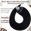 Hetto Human Hair Extensions, 22 Inch Black Microbead, Straight Microlink Hair Extensions, 50 Strands, 50g, Jet Black #1