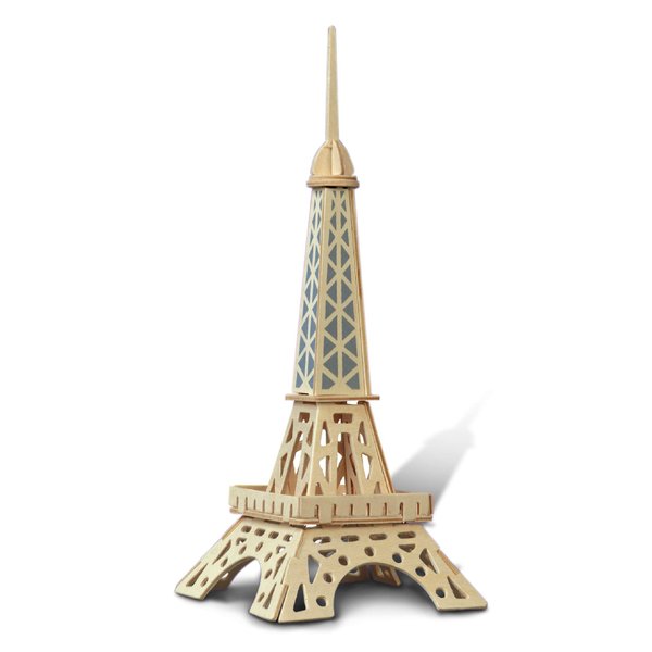 Puzzled 3D Puzzle Eiffel Tower - Wood Craft Construction Model Kit - Fun & Educational DIY Wooden Toy Assemble Model Unfinished Crafting Hobby Puzzle to Build & Paint for Decoration - 21 Pieces Pack