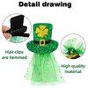 YOOLEETC 6PCS St. Patrick’s Day Girls Hairpin, Lucky Clover Hairpin Headpiece & Shimmering Green leaf hairpin,Green hat bobby pins, Lucky gold coin hair accessories.