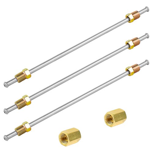 MuHize Upgraded 3/16 Brake Lines - Stainless Steel Brake Line with fittings, Brake Line Tubings with Bubble Flared Ends and Unions,10 Inches Inverted Bubble Flared Brake Lines