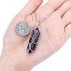 PESOENTH Amethyst Tree Of Life Wire Wrapped Reiki Healing Crystal Pendant Necklace Purple Quartz Gemstone Hexagonal Pointed Energy Stone Pendant Jewelry for Women