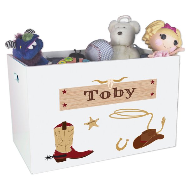 My Bambino Childrens Personalized Open Toy Chest For Nursery Wild West Cowboy Room decor Theme
