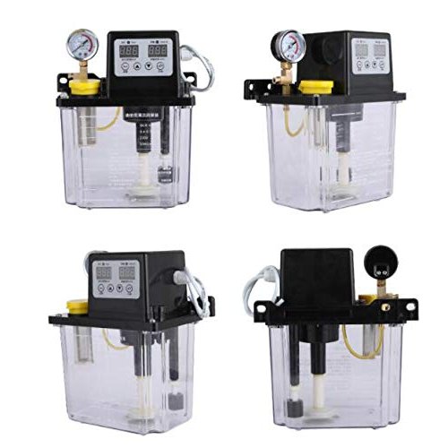 ELEOPTION 110V 1L Dual Digital Display Automatic Lubrication Pump Oiler NC Pump Automatic Cyclic Pump with Pressure Gauge