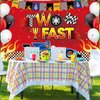 Oudain Racing Car Decoration Two Fast Backdrop Birthday Decorations Racing Theme Party Decorations Racing Car Second Birthday Photography Background Racing Boys Kids Birthday Party Supplies
