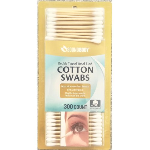 Double Tipped Wood Stick Cotton Swabs 300 Count