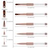 Ycyan 5Pcs Nail Art Brush Set Rhinestone Handle Gel Polish Nail Art Design Brushes with UV Gel Nail Brush, Nail Art Liner Brush, Nail Drawing Brush for Salon and Home DIY Manicure Rose Gold