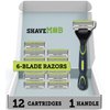 ShaveMOB 6-Blade Men's Razor Kit (Flex Head Handle + 12 Refills) - The Caveman Shaving Kit