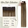 Easyouth Invisible Wire Hair Extensions Human Hair Medium Brown Fading to Strawberry Blonde Mix Medium Brown Wire Extensions Human Hair Fishing Wire Hair Extensions 18 inch 80g