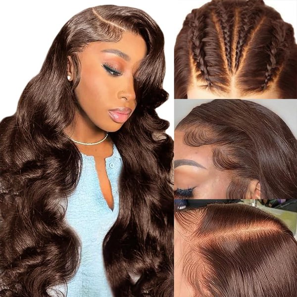 Wear and Go Glueless 26 inch Brown Lace Front Wigs Human Hair 13x4 Hd Lace Front Chocolate Brown Lace Front Wig Human Hair Pre Plucked with Baby Hair 180% Density Brown Wigs Human Hair for Women