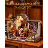 Rowood Miniature House Kit,DIY Miniature Dollhouse Kits for Adults,Mini House Craft Kits for Women with LED,Christmas Birthday Gift for Kids Teens Ages 14+(The Magic Study)