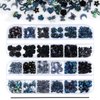 Kikonoke 2 Boxes 3D Flower Nail Charms Butterfly Bow Snake Rabbit Bear Shaped Nail Art Rhinestones Gems for DIY Nail Art Decoration Making Craft (Black)