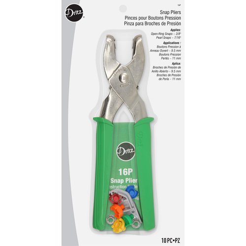 Dritz 16P Snap Fastener Pliers, Size 15 (3/8-Inch) & Size 16 (7/16-Inch), Green