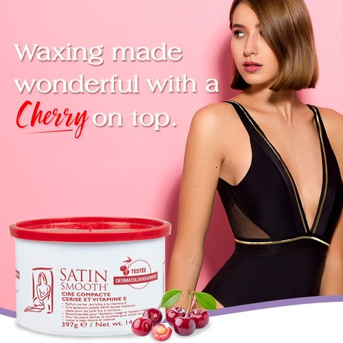 Satin Smooth Wild Cherry Hard Hair Removal Wax with Vitamin E 14oz.