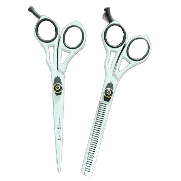 Quick Hair Cutting Barber Shears Used for Professional And Personal Use Barber Scissors with Nice Thumb Grip For A Enhanced Control And Comfort White and Black