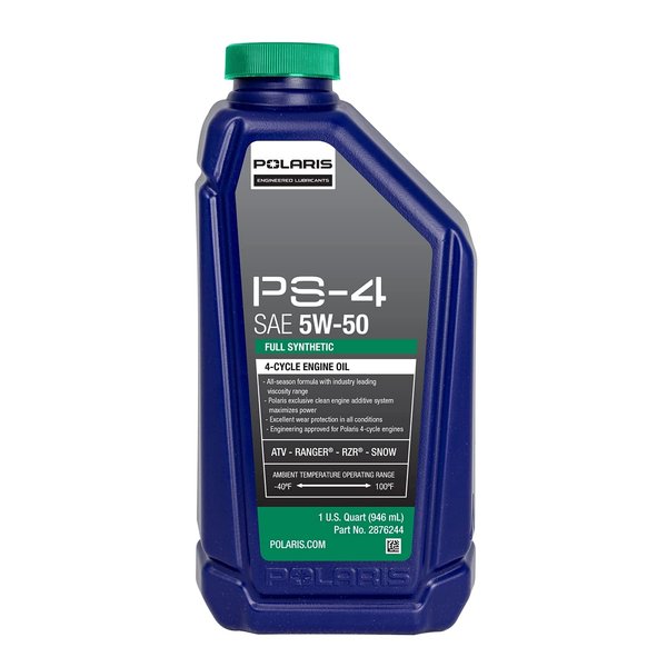 Polaris PS4 All-Season 4 Cycle 5W50 Full Synthetic Motor Oil for Specific RANGER, GENERAL, RZR, Sportsman, Scrambler Models With 4 Stroke Engine, PS-4 Oil for UTV SxS ATV, 1 Quart, Qty 1-2876244