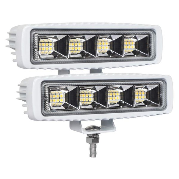EXZEIT Waterproof Led Boat Lights, 2 pc 72W Deck/Dock Marine Lights 4000LMS 120°Flood Light, 6.3inch, 12/24 V Led Light Bar