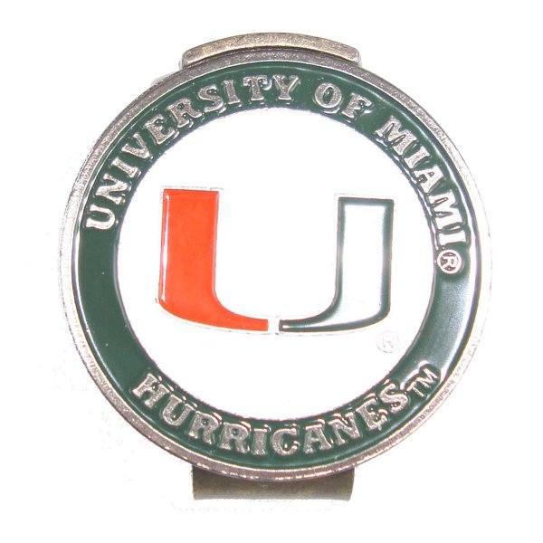 Miami Hurricanes Hat Clip with Double Sided Golf Ball Marker