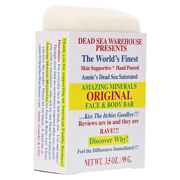 Dead Sea Warehouse – Amazing Minerals Original Face & Body Bar – 3.5 OZ – Dead Sea Salt Soap – All Natural – Soothes & Supports Healthy Skin – Vegan