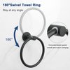NearMoon Bath Towel Ring, Bathroom Hardware Accessories-Thicken Stainless Steel Hand Towel Holder for Bathroom, Modern Round Towel Hanger Wall Mounted (Matte Black, 1 Pack)