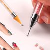 4PC Nail Rhinestone Dotting Crayon, Dual-Ended Wax Pen Rhinestone Picking Tool with Acrylic Handle for Nail Art Gemstones Crystals DIY Nail Art Crafts