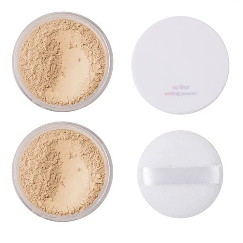 2 Pcs PHOERA Setting Powder, Control Oil Brighten Skin Color Cover Blemish Face Setting Loose Powder。 (02 Cool Beige)