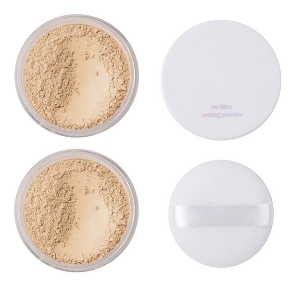 2 Pcs PHOERA Setting Powder, Control Oil Brighten Skin Color Cover Blemish Face Setting Loose Powder。 (02 Cool Beige)