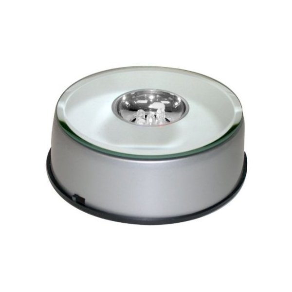 Merchandise Display Base, Color Changing Lights, Silver, Mirrored Top (Pack of 2)