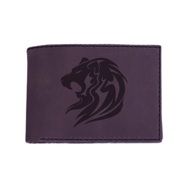 VietsWay Men's Lion Tatoo Style -27 Genuine Leather Flipout Slim ID Wallet MHLT_04