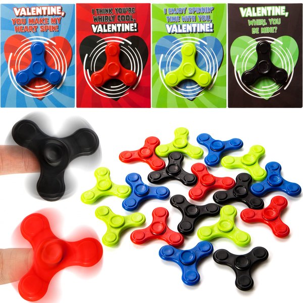 JOYIN 28 Packs Valentines Cards with Fidget Spinner, Stress Relief Hand Finger Spinner Fidget Toy for Valentine’s Day Kids School Classroom Prizes, Gift Exchange,Party Favor