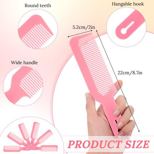 6Pcs Blending Combs for Barbers, 9 Inch Professional Haircutting Combs Pink Heat Resistant Comb Barber Comb Clipper Combs All Purpose Hair Stylist Combs for Clipper Cuts and Flattops, Salon & Home