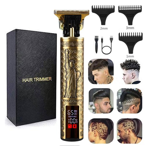 XASMA Professional Hair Clippers for Mens Zero Gapped Cordless Hair Trimmer Professional Haircut & Grooming Kit for Men Rechargeable LED Display (LED-Statue of Liberty)