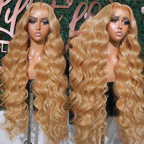 UMEGOOD 200% Density 13x6 HD Transparent Lace Front Wigs Human Hair Hair Pre-Plucked 13x6 Blonde Body Wave Glueless Light Brown Lace Front Wigs Human Hair