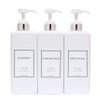 HARRA HOME Modern Gold Design Pump Bottle Set 27 oz Refillable Shampoo and Conditioner Dispenser Empty Shower Plastic Bottles with Pump for Bathroom Lotion Body wash, Pack of 3 (White & Silver)