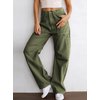 Dokotoo Cargo Pants Women High Waisted Baggy Wide Leg Dress Pants Women Womens TrousersPants Straight Leg Jeans for Women Trendy Baggy Y2K Trousers with Pockets Green