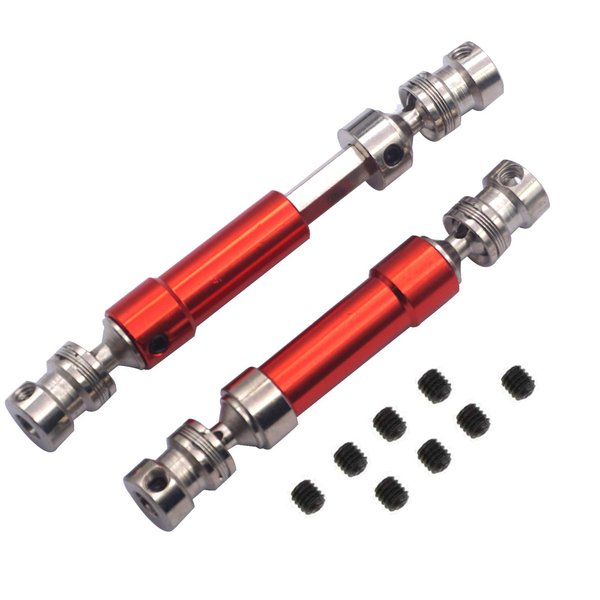 2Pack ShareGoo Alloy Rear Center Drive Shaft Transmission Shaft Compatible with WLtoys 12428 12423 12628 FY03 1/12 RC Car Rock Crawler,Red