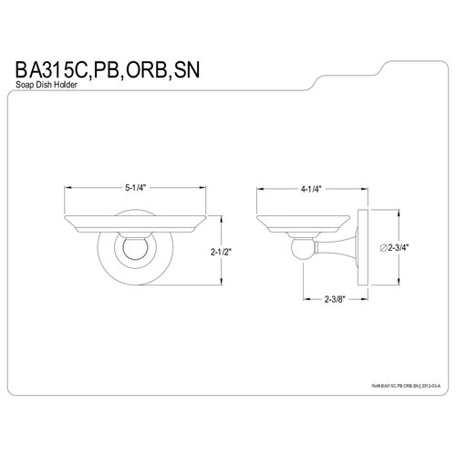 Kingston Brass BA315C Classic Soap Dish Holder, 5-1/4", Polished Chrome